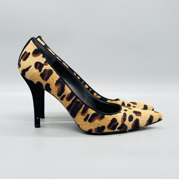 Stuart Weitzman Shoes - Stuart Weitzman Shoes Womens 8 Brown Leopard Calf Hair Pumps Dress Pointed Toe